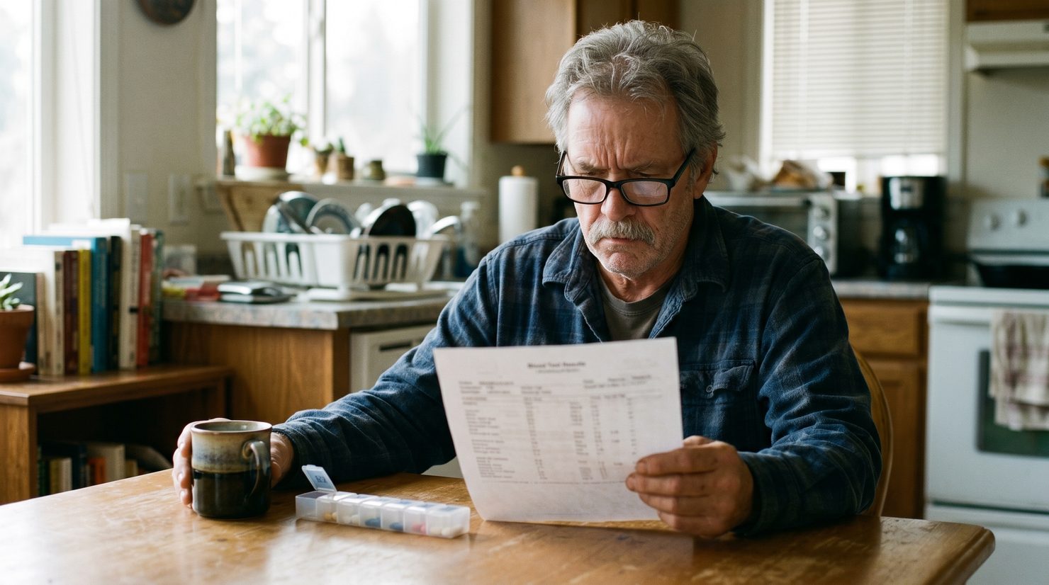 Man studying his lab results
